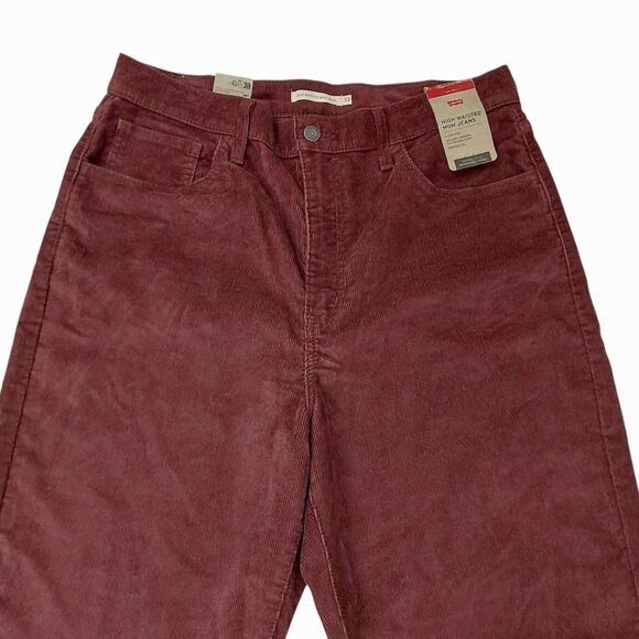 Levi's Corduroy Pants Womens 33x29 Burgundy High Waisted Mom Tapered Relaxed Fit - Picture 2 of 12